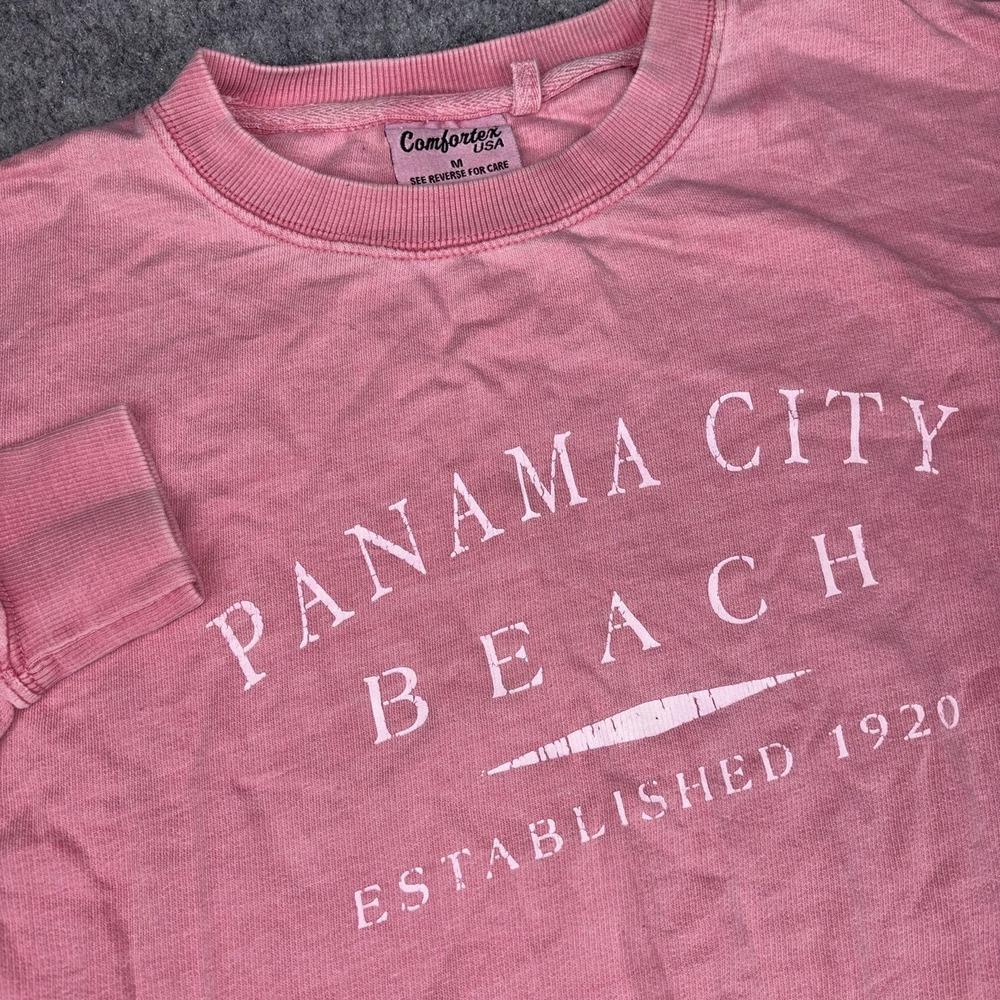 Panama City Beach Sweatshirt Women's Medium Pink Comfortex USA Florida Graphic